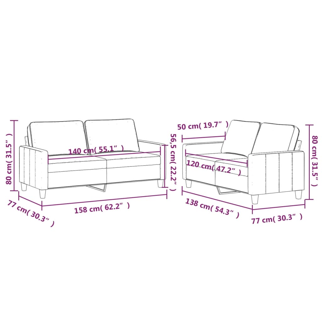 vidaXL Ensemble de canapés 2 pcs avec coussins Bleu Velours