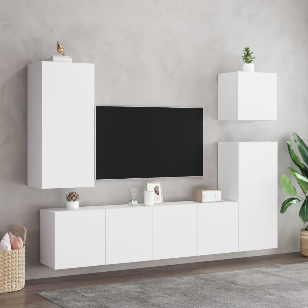 vidaXL Meuble TV mural blanc 40,5x30x90 cm bois d'ingénierie