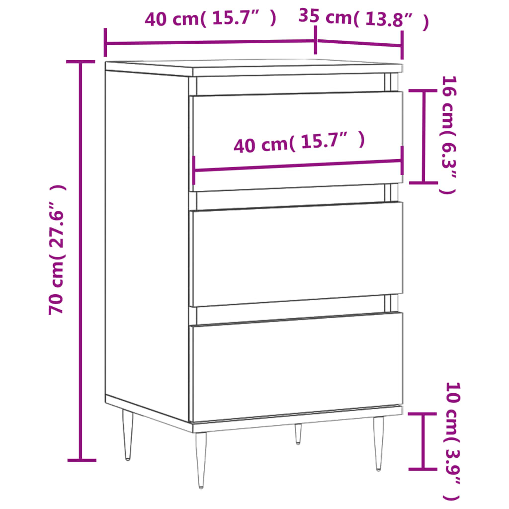 vidaXL Buffet noir 40x35x70 cm bois d’ingénierie