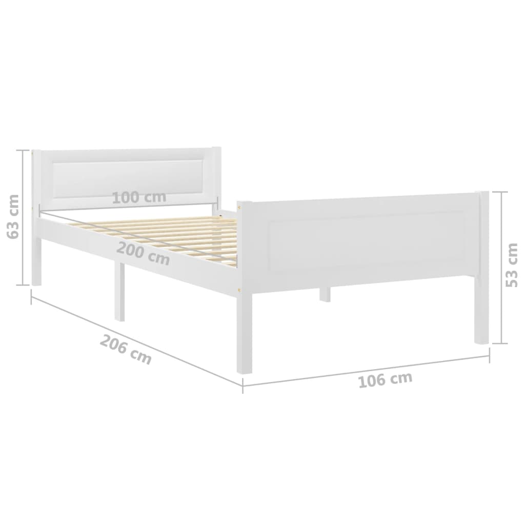 vidaXL Cadre de lit sans matelas bois massif de pin blanc 100x200 cm