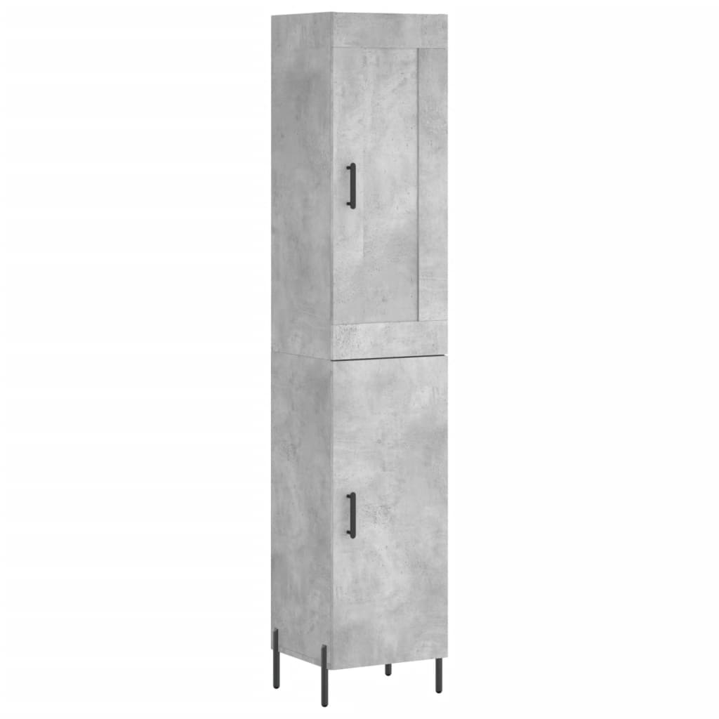 vidaXL Buffet haut Gris béton 34,5x34x180 cm Bois d'ingénierie