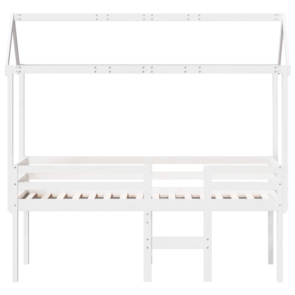 vidaXL Lit haut avec toit blanc 75x190 cm bois de pin massif