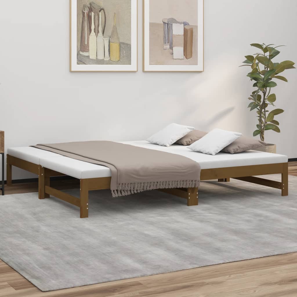 vidaXL Lit coulissant sans matelas marron miel 2x(75x190) cm