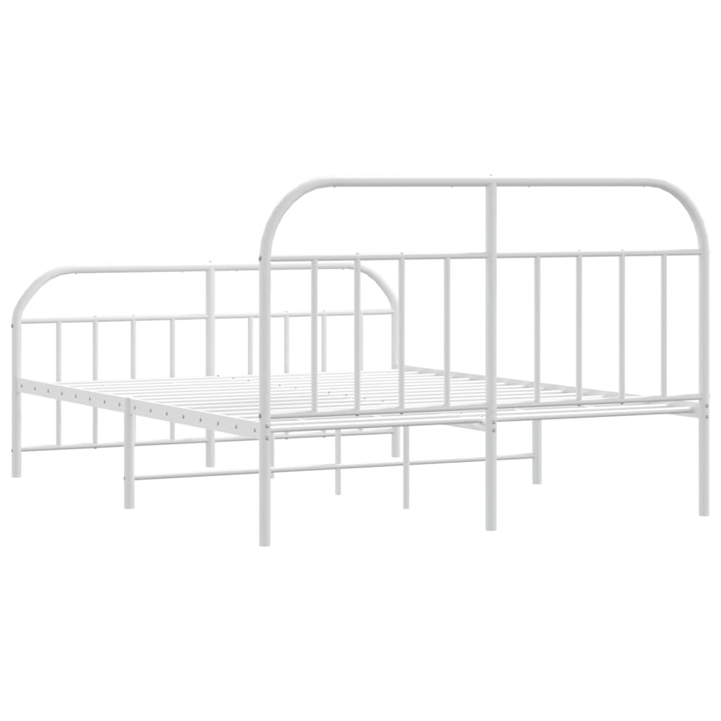 vidaXL Cadre de lit métal sans matelas et pied de lit blanc 180x200 cm