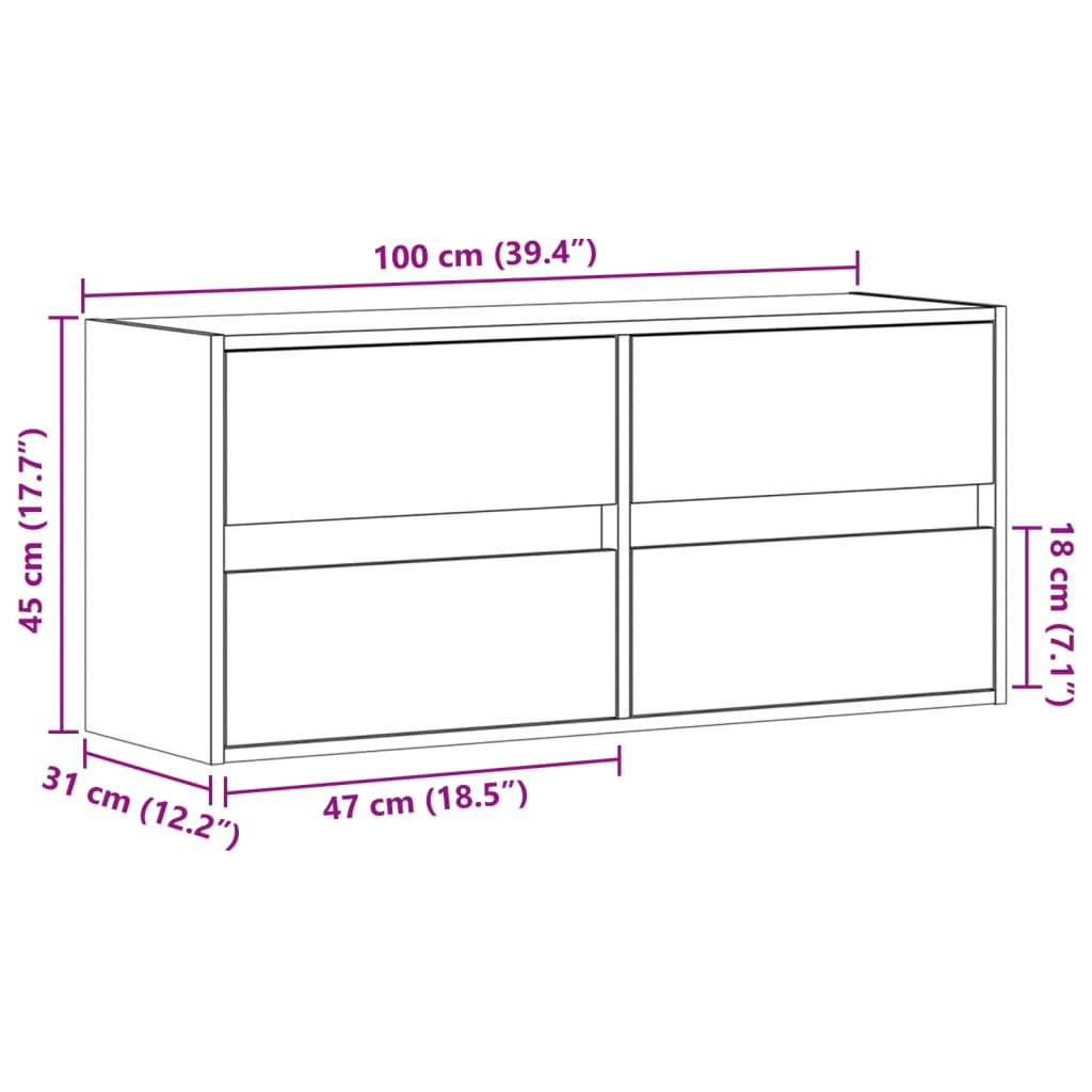 vidaXL Meuble TV mural avec lumières LED noir 100x31x45 cm