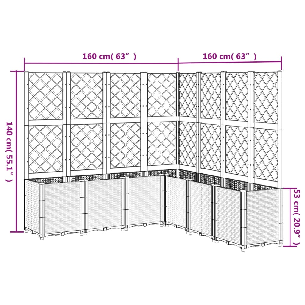 vidaXL Jardinière avec treillis marron 160x160x140 cm PP