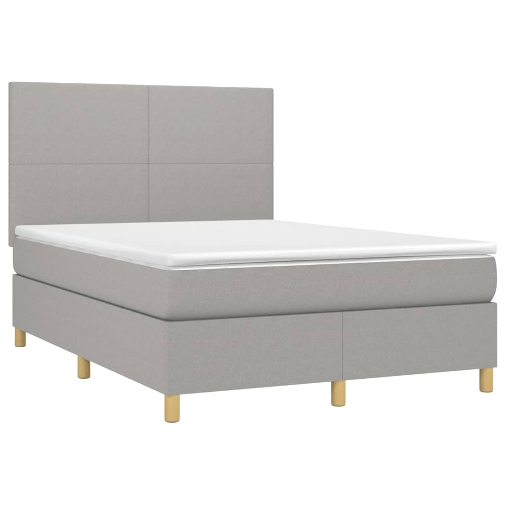 vidaXL Sommier à lattes de lit et matelas et LED Gris clair 140x190 cm