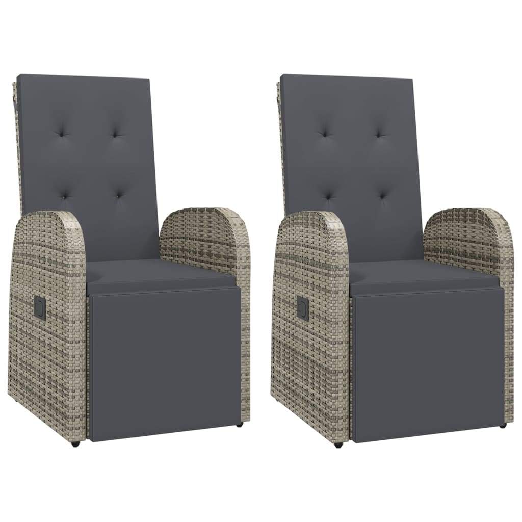 vidaXL Chaises de jardin inclinables coussins lot de 2 Résine tressée