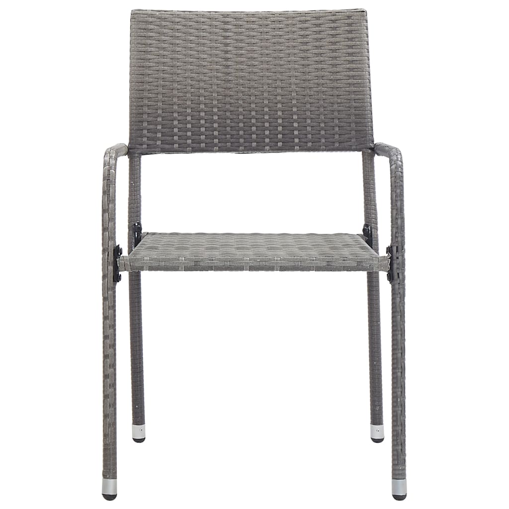 vidaXL Chaise à dîner de jardin empilable lot de 2 gris résine tressée