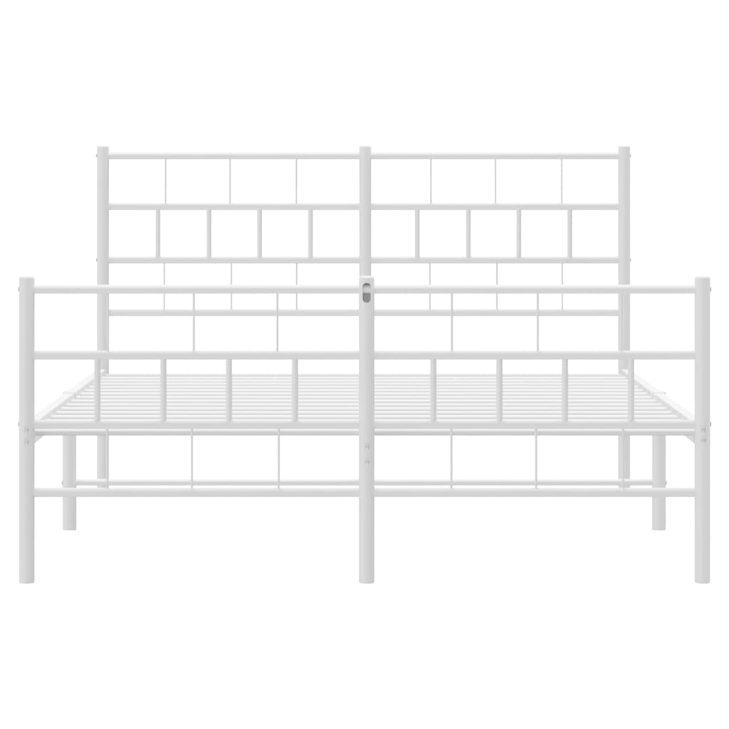 vidaXL Cadre de lit métal sans matelas et pied de lit blanc 160x200 cm