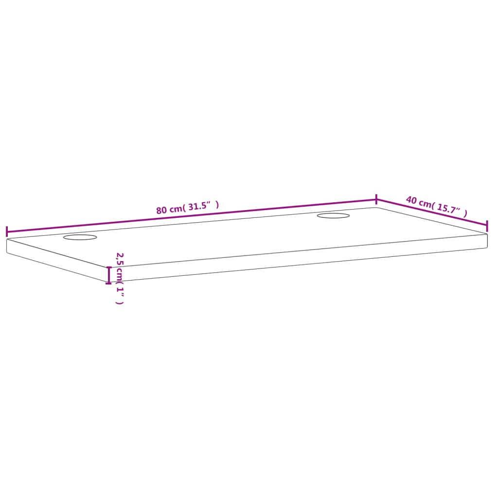 vidaXL Dessus de bureau 80x40x2,5 cm bois massif de hêtre