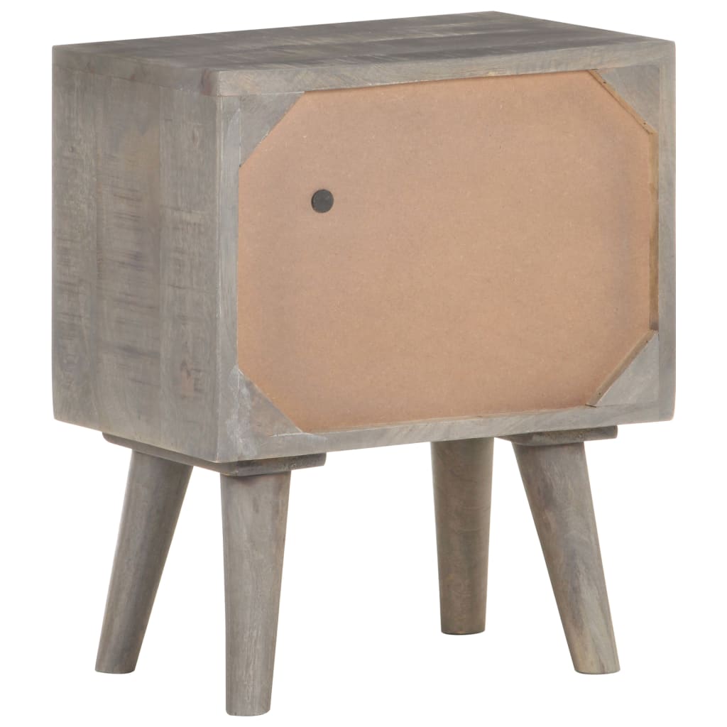 vidaXL Table de chevet Gris 40x30x50 cm Bois massif de manguier brut