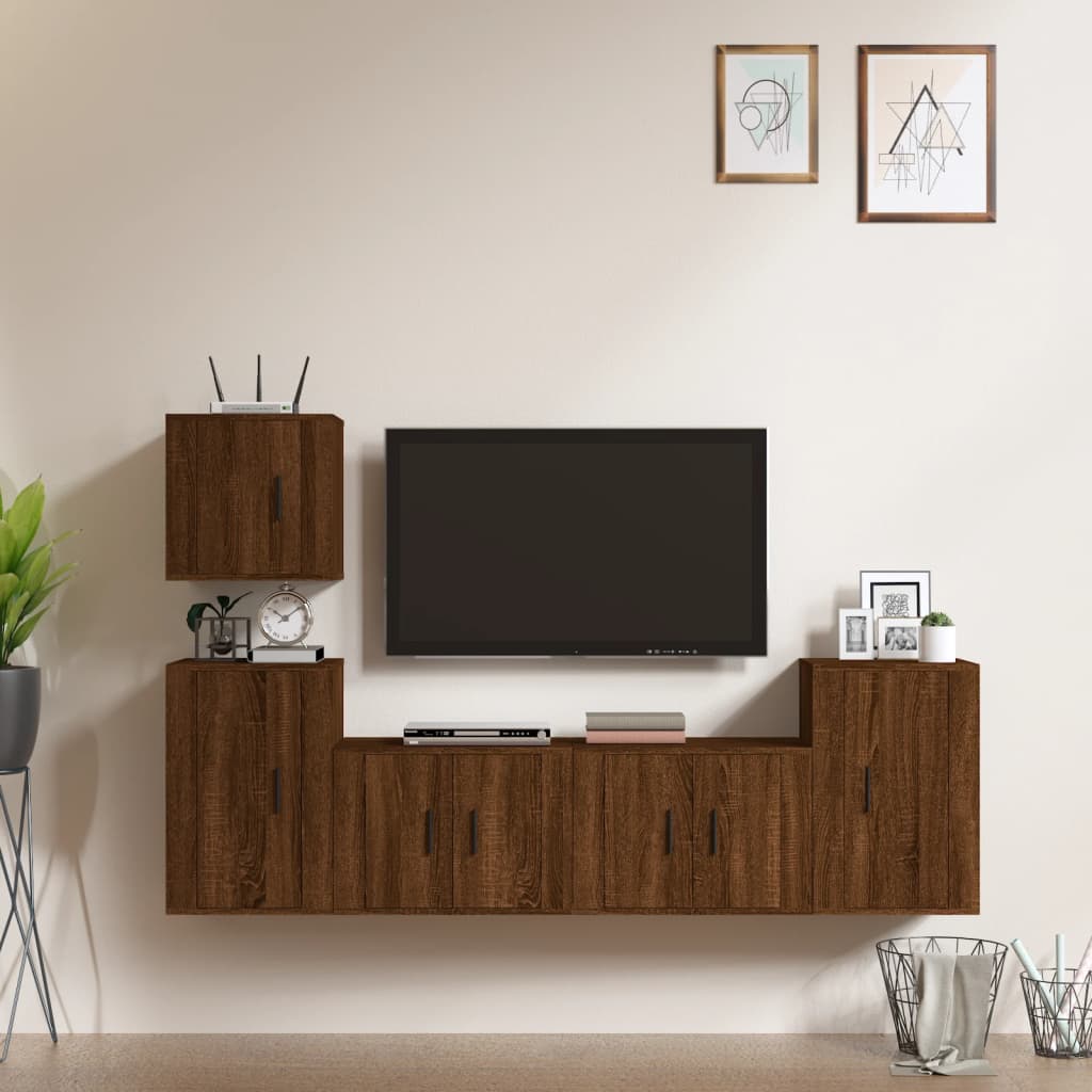 vidaXL Ensemble de meubles TV 5 pcs Chêne marron Bois d'ingénierie