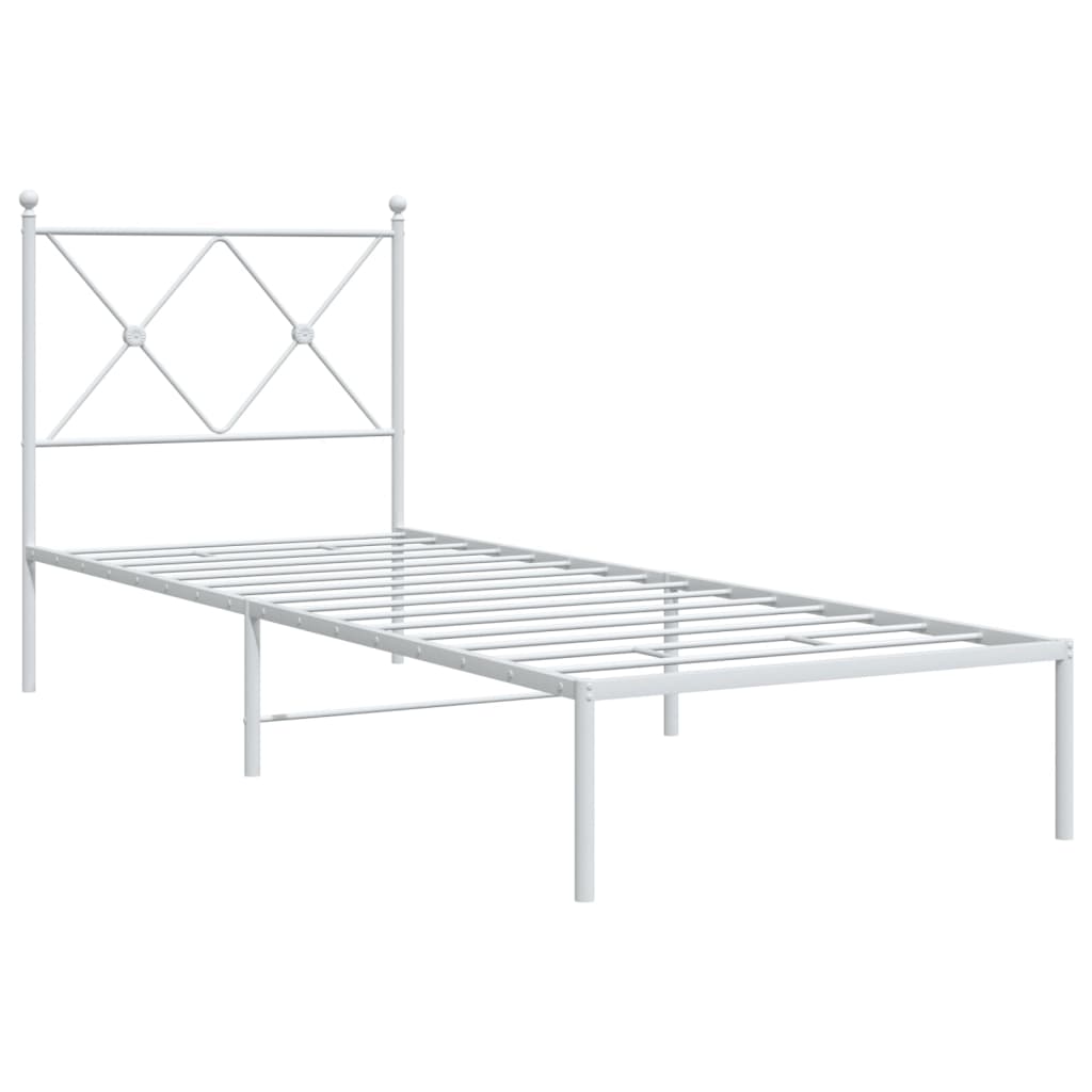 vidaXL Cadre de lit métal sans matelas avec tête de lit blanc 75x190cm