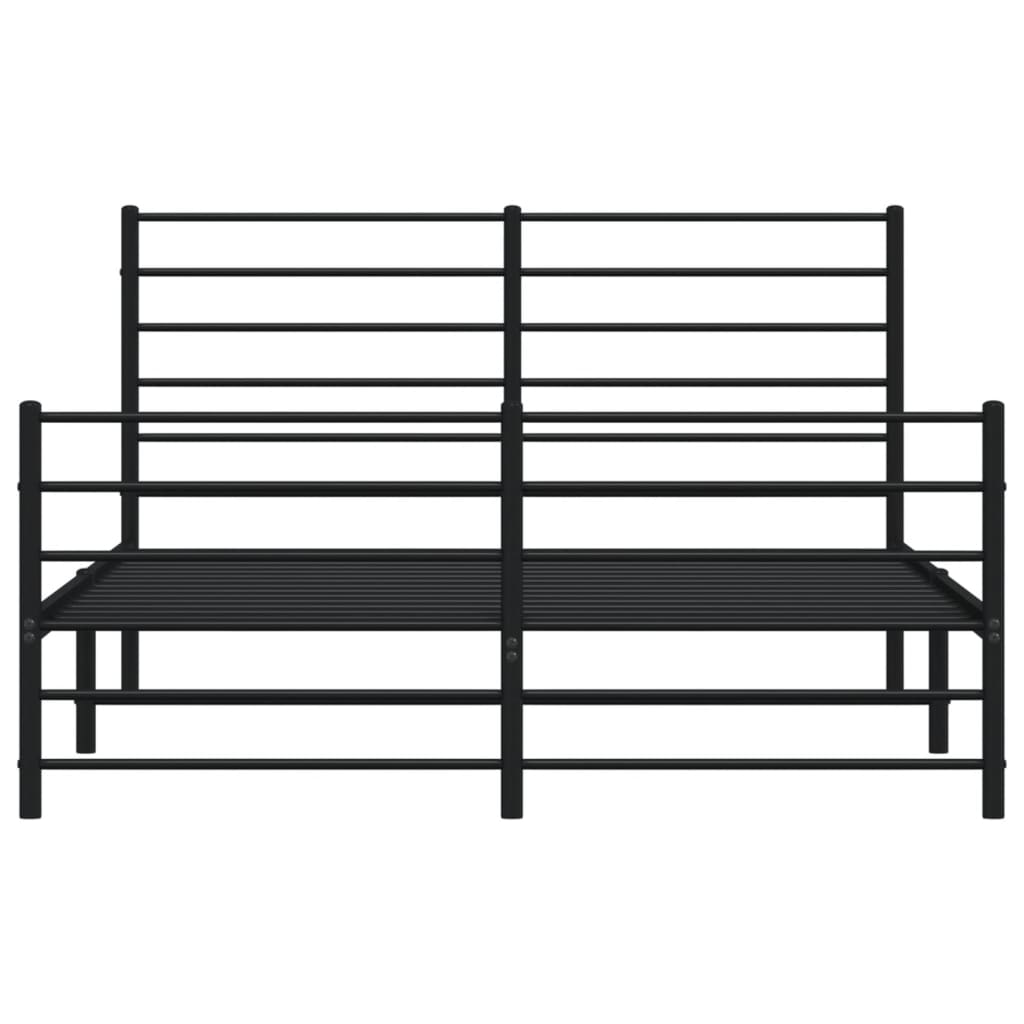 vidaXL Cadre de lit métal sans matelas avec pied de lit noir 120x200cm