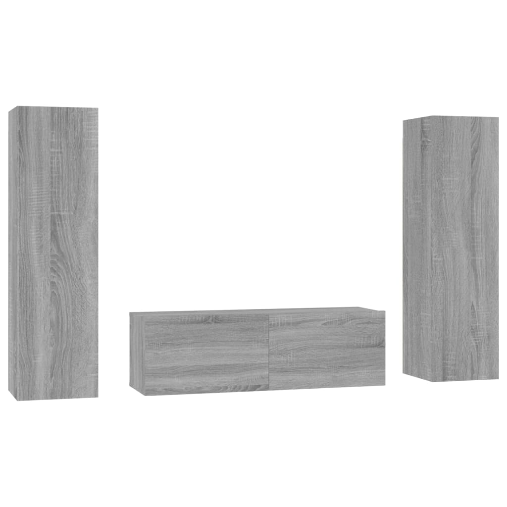 vidaXL Ensemble de meubles TV 3 pcs Sonoma gris Bois d'ingénierie