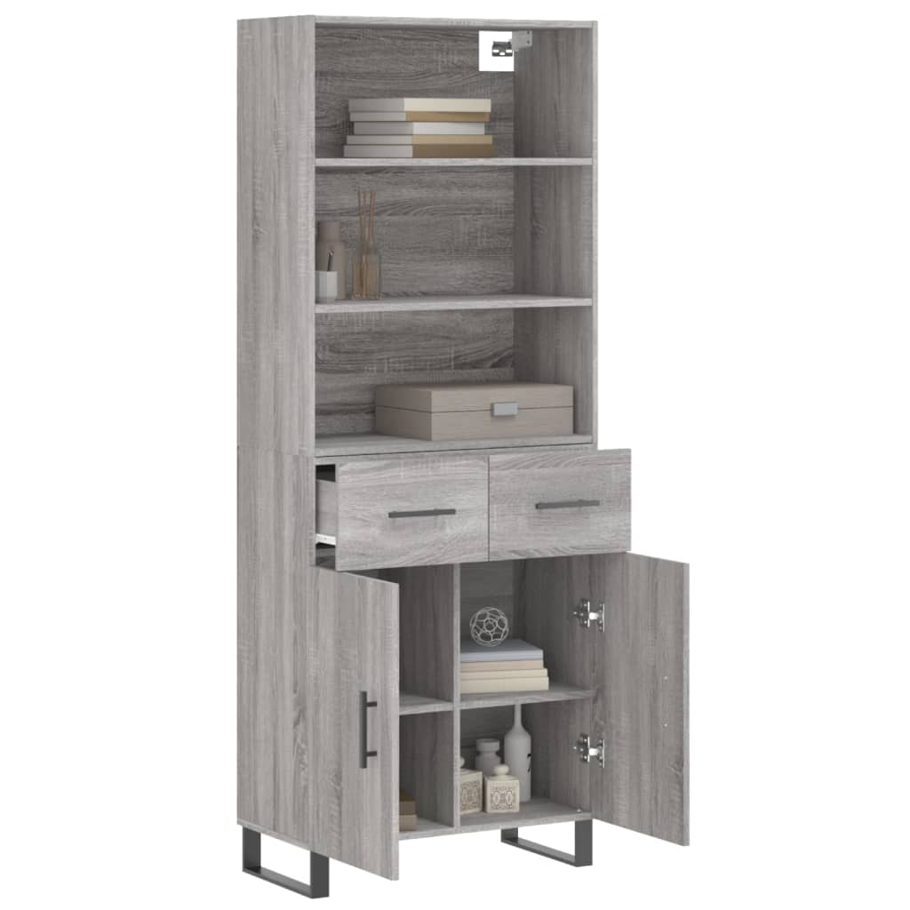 vidaXL Buffet haut Sonoma gris 69,5x34x180 cm Bois d'ingénierie