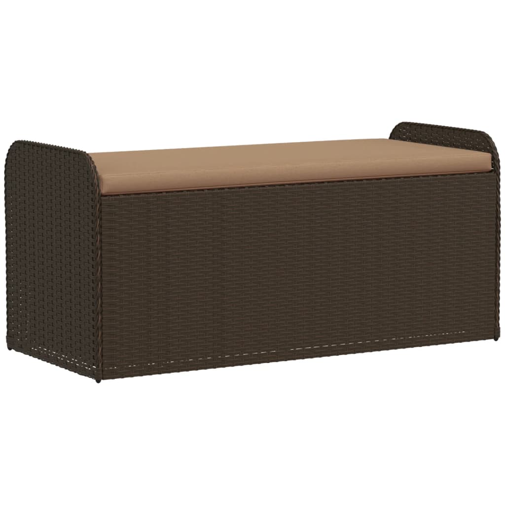 vidaXL Banc de rangement et coussin marron 115x51x52 cm résine tressée