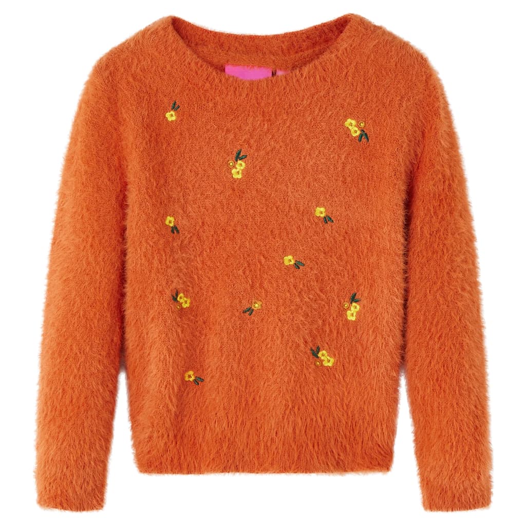 Pull-over tricoté pour enfants orange brûlé 116