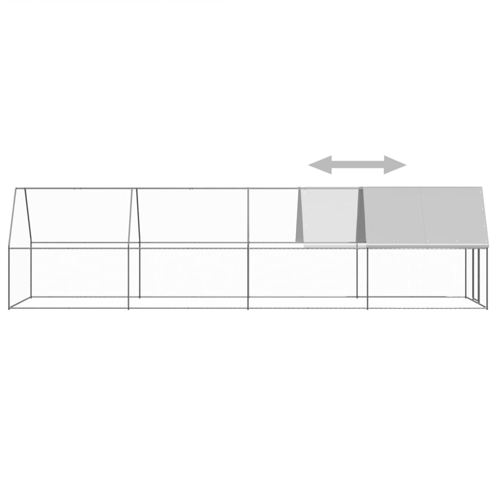 vidaXL Poulailler 2x8x2 m acier galvanisé