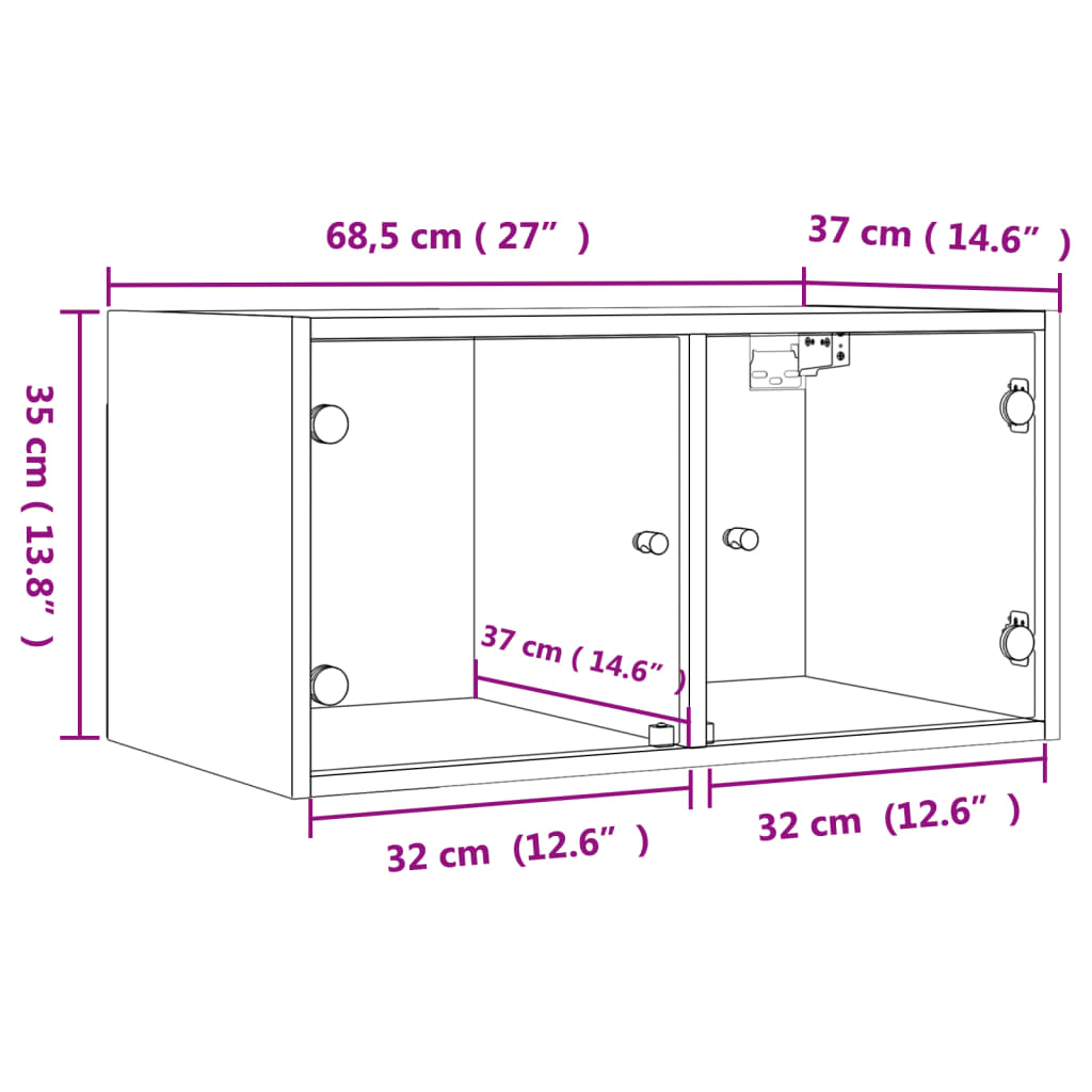 vidaXL Armoire murale avec portes en verre blanc 68,5x37x35 cm