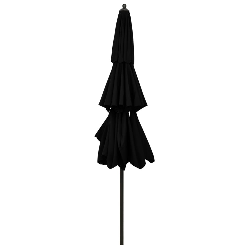 vidaXL Parasol de jardin à 3 niveaux avec mât en aluminium noir 3 m