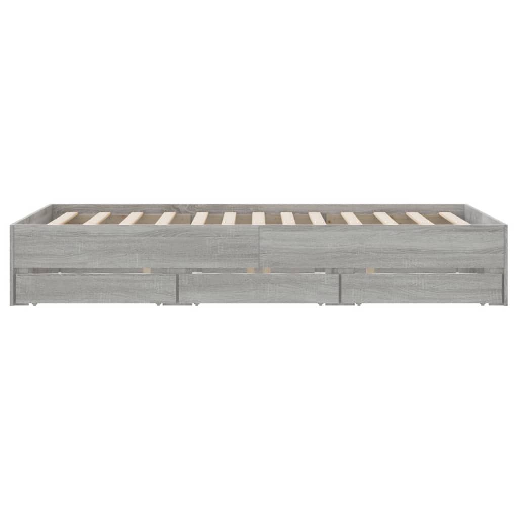 vidaXL Cadre de lit et tiroirs sonoma gris 135x190 cm bois ingénierie