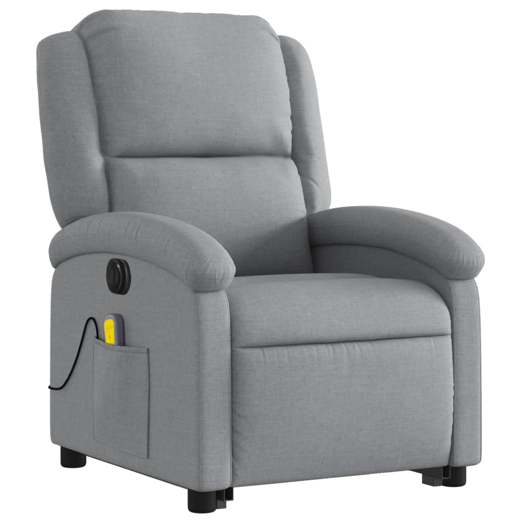 vidaXL Fauteuil inclinable de massage électrique Gris clair Tissu