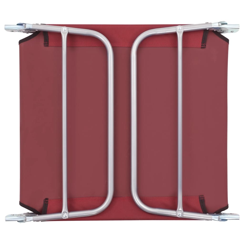 vidaXL Chaises longues pliables lot de 2 Acier et tissu Rouge