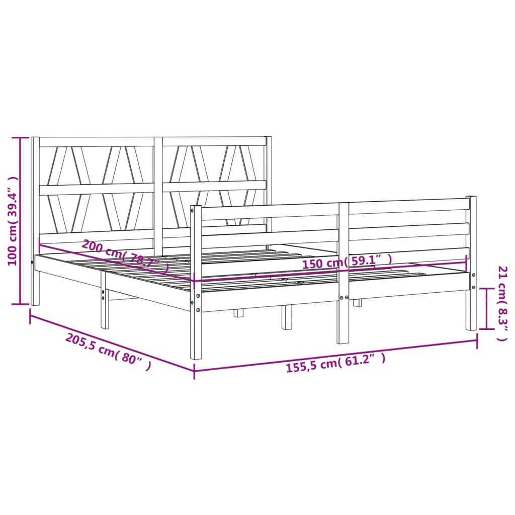 vidaXL Cadre de lit sans matelas blanc bois de pin massif