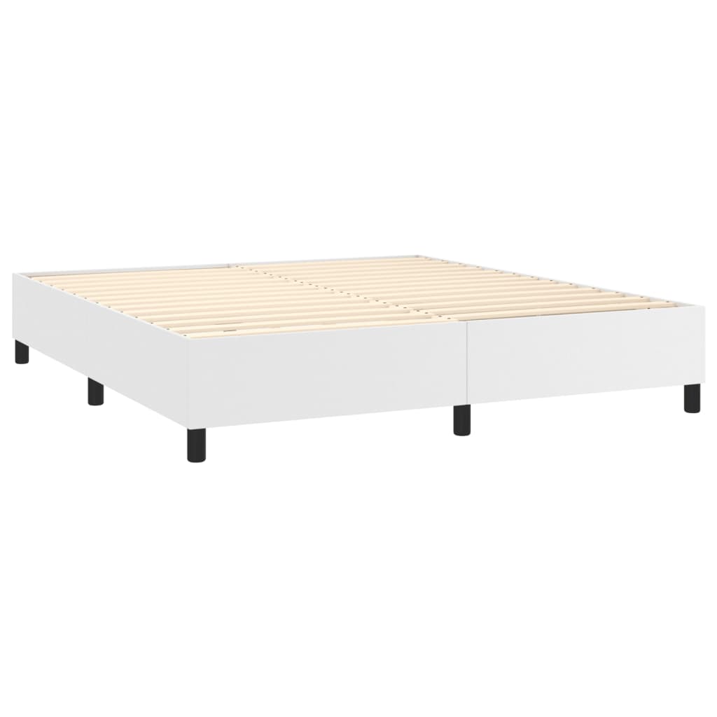 vidaXL Sommier à lattes de lit avec matelas Blanc 180x200cm Similicuir