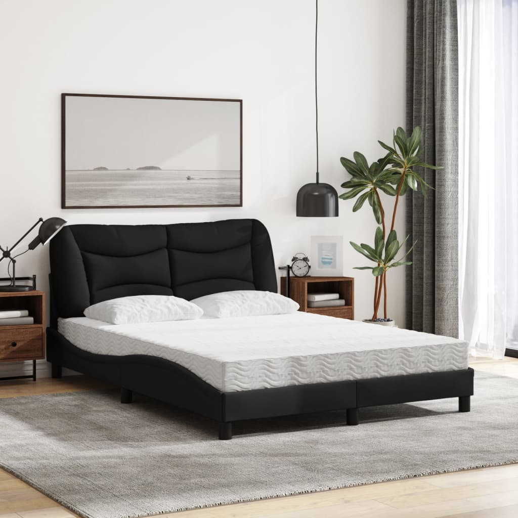 vidaXL Lit avec matelas noir 120x200 cm tissu