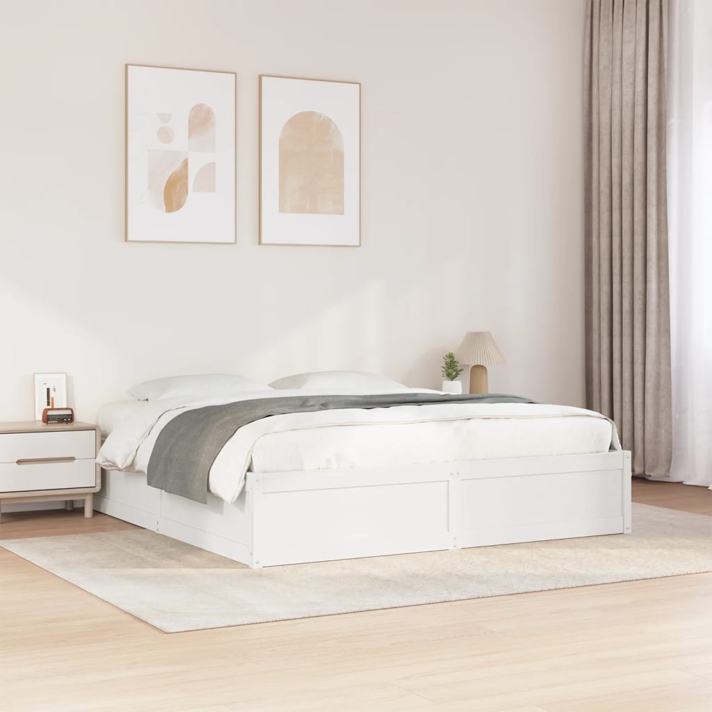 vidaXL Cadre de lit sans matelas blanc 200x200 cm bois massif de pin