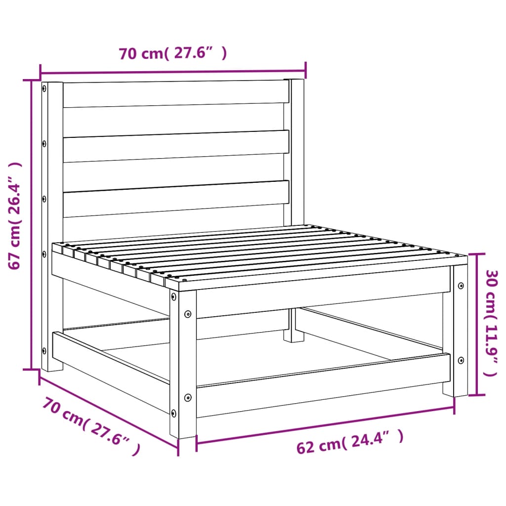 vidaXL Canapés de jardin sans accoudoirs 2 pcs blanc bois pin massif