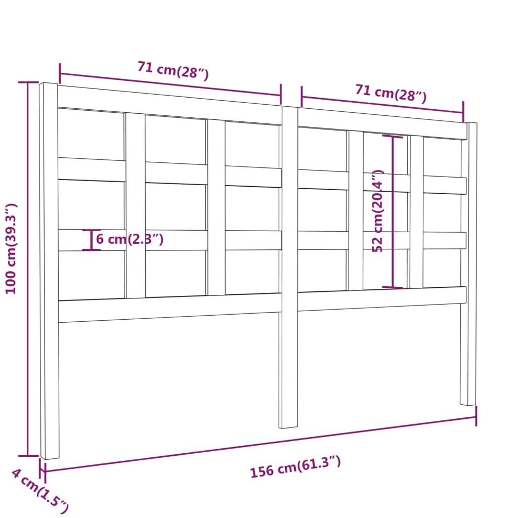 vidaXL Tête de lit 156x4x100 cm Bois massif de pin