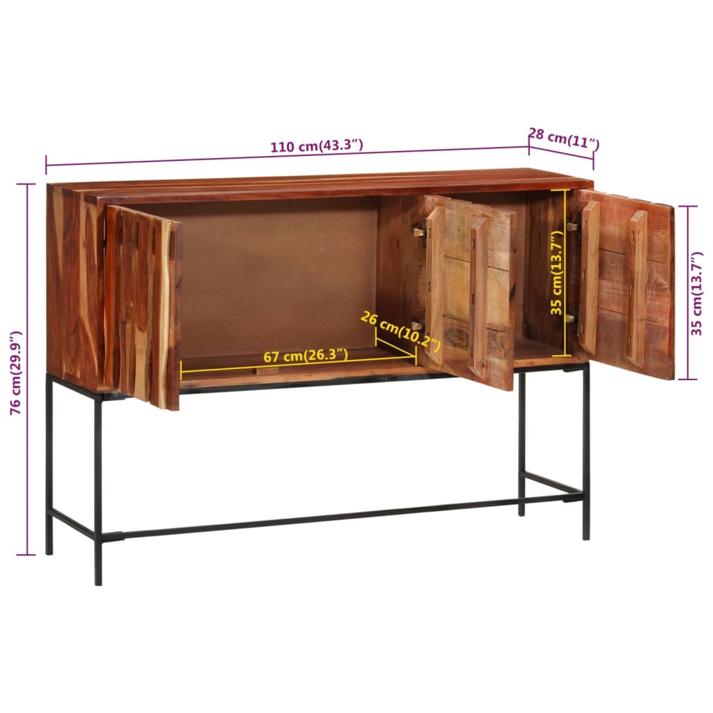 vidaXL Buffet 110x28x76 cm bois massif d'acacia