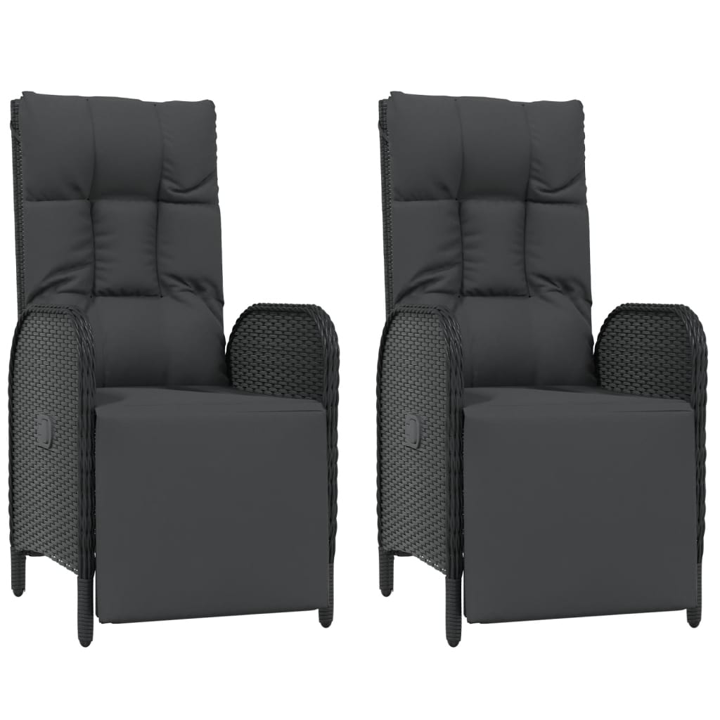 vidaXL Chaises inclinables d'extérieur et coussins lot de 2 Poly rotin