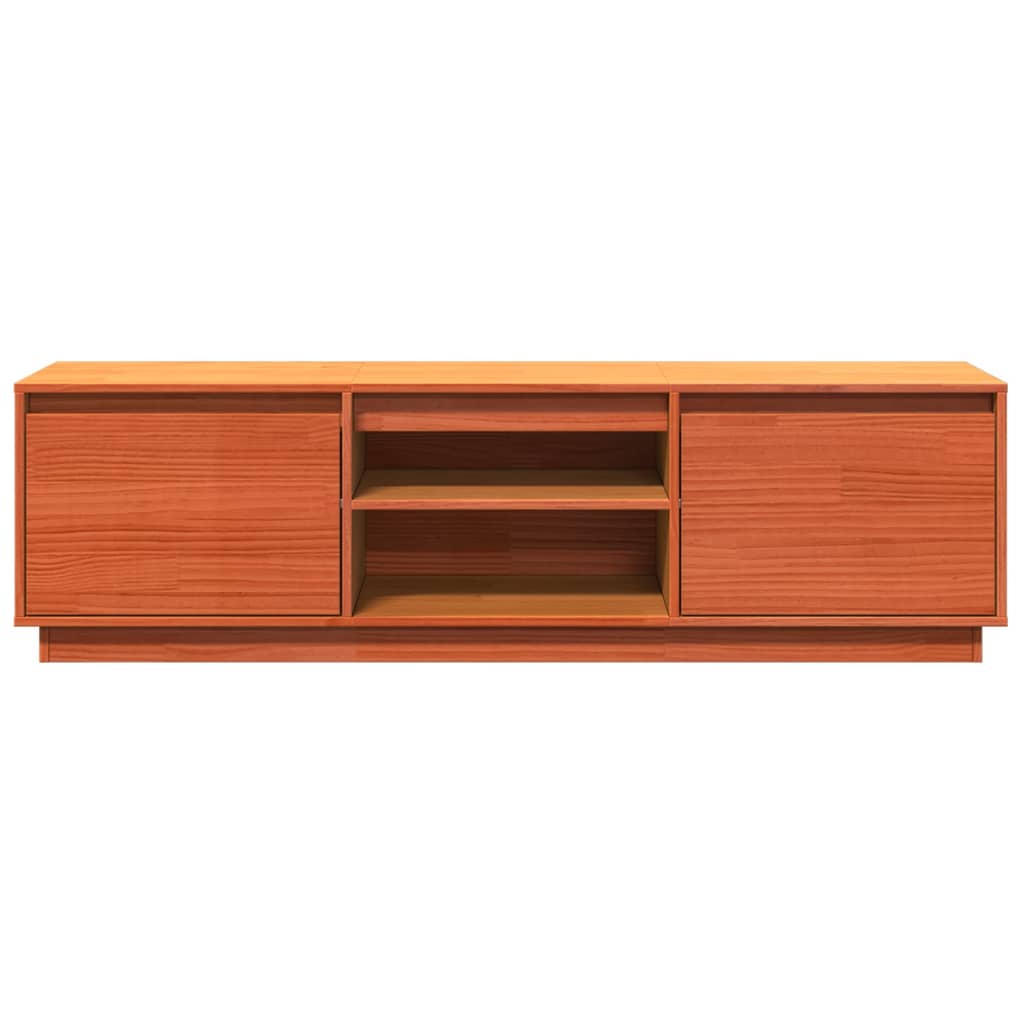 vidaXL Meuble TV cire marron 140x35x40 cm bois pin massif