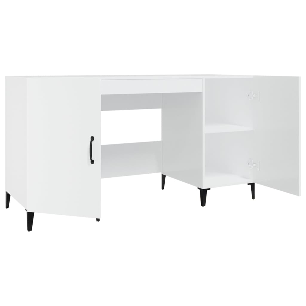 vidaXL Bureau Blanc brillant 140x50x75 cm Bois d'ingénierie