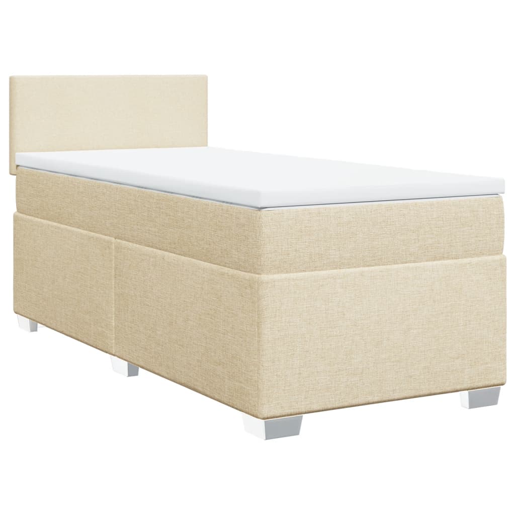 vidaXL Sommier à lattes de lit avec matelas Crème 90x200 cm Tissu