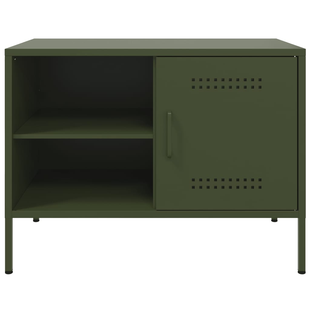 vidaXL Meuble TV vert olive 68x39x50,5 cm acier