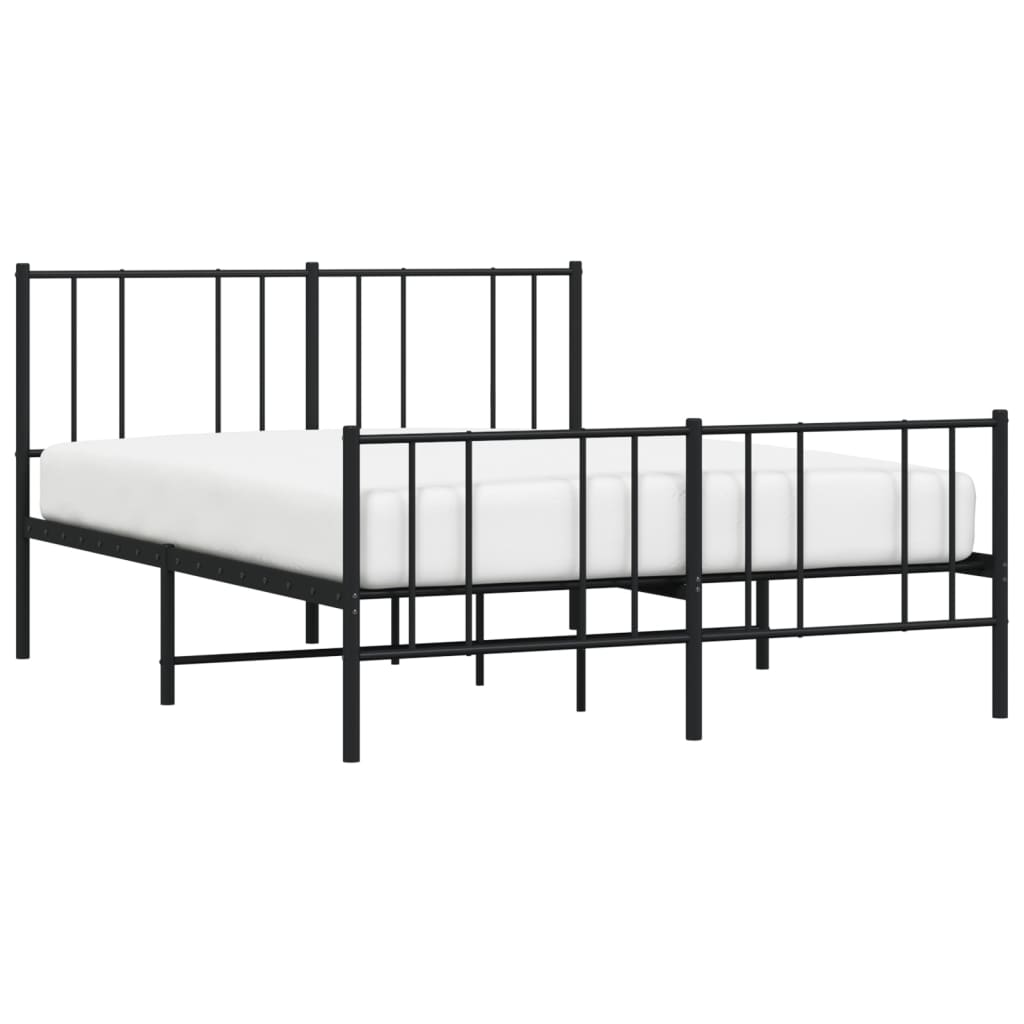 vidaXL Cadre de lit métal sans matelas avec pied de lit noir 135x190cm