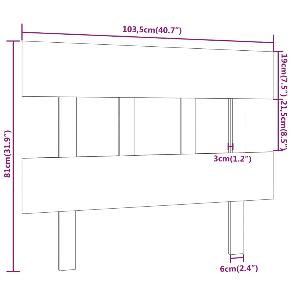 vidaXL Tête de lit Noir 103,5x3x81 cm Bois massif de pin