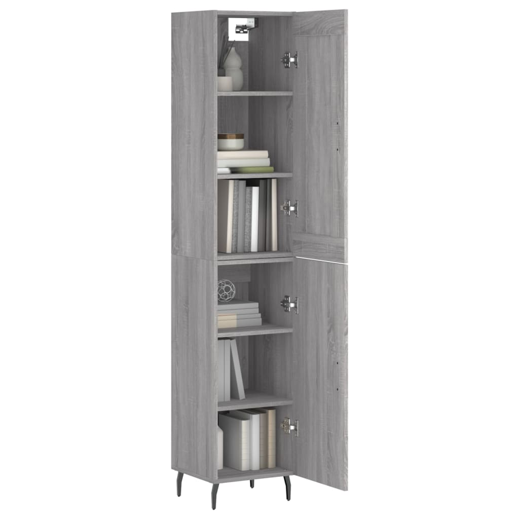 vidaXL Buffet haut Sonoma gris 34,5x34x180 cm Bois d'ingénierie