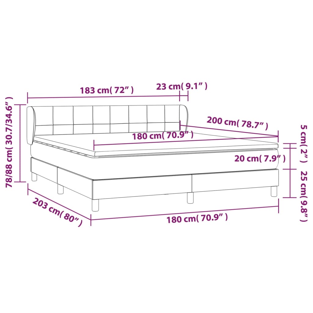 vidaXL Sommier à lattes de lit avec matelas Marron foncé 180x200 cm