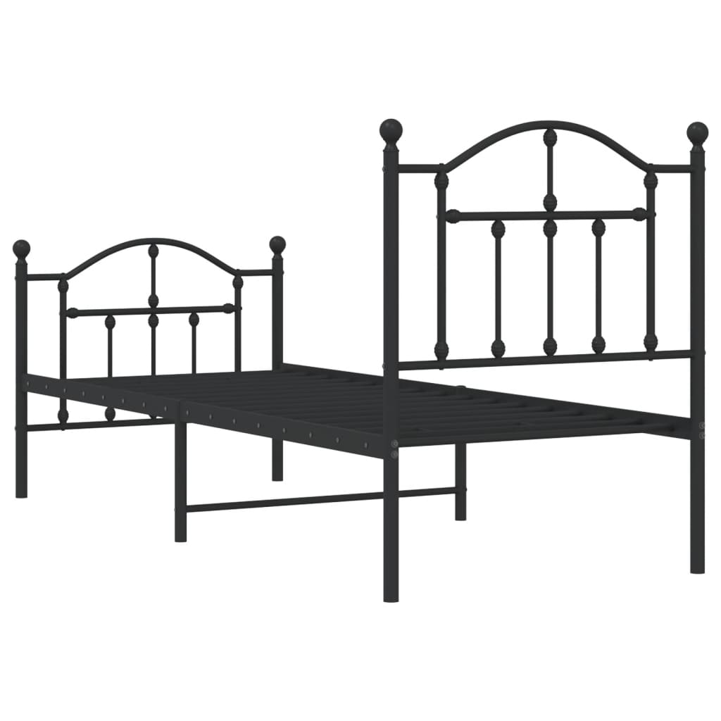 vidaXL Cadre de lit métal sans matelas avec pied de lit noir 75x190 cm