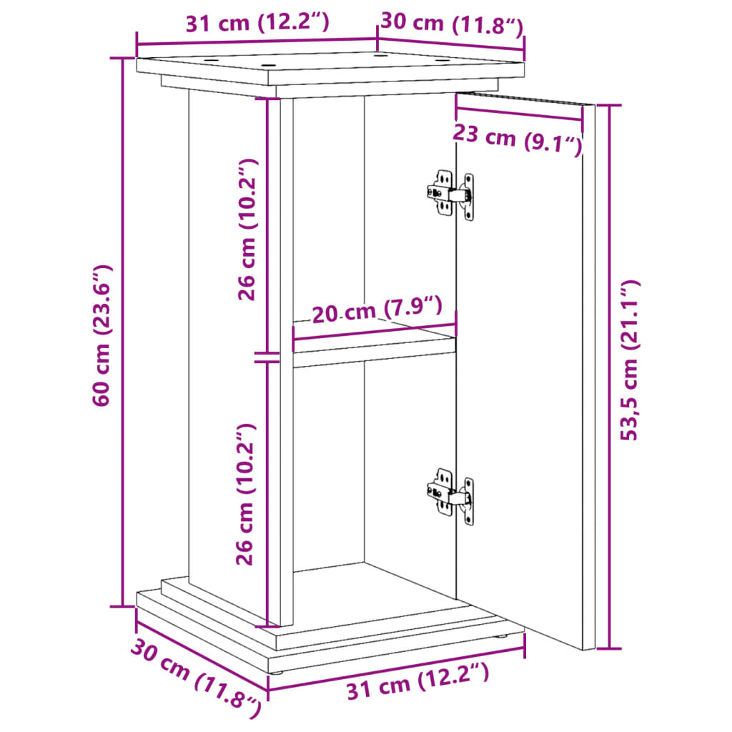 vidaXL Piédestal avec rangement blanc 31x30x60 cm bois d'ingénierie