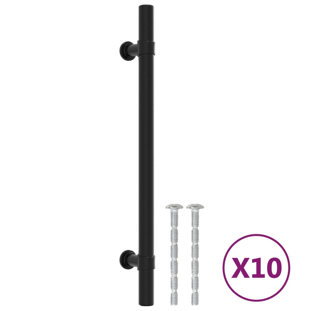 vidaXL Poignées d'armoire 10 pcs noir 160 mm acier inoxydable