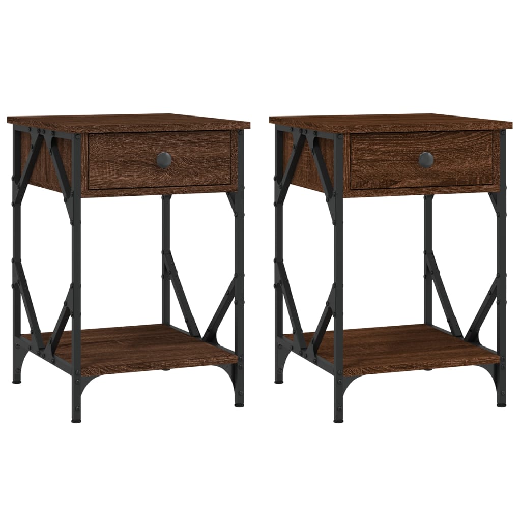 vidaXL Tables de chevet 2pcs Chêne marron 40x42x60cm Bois d'ingénierie