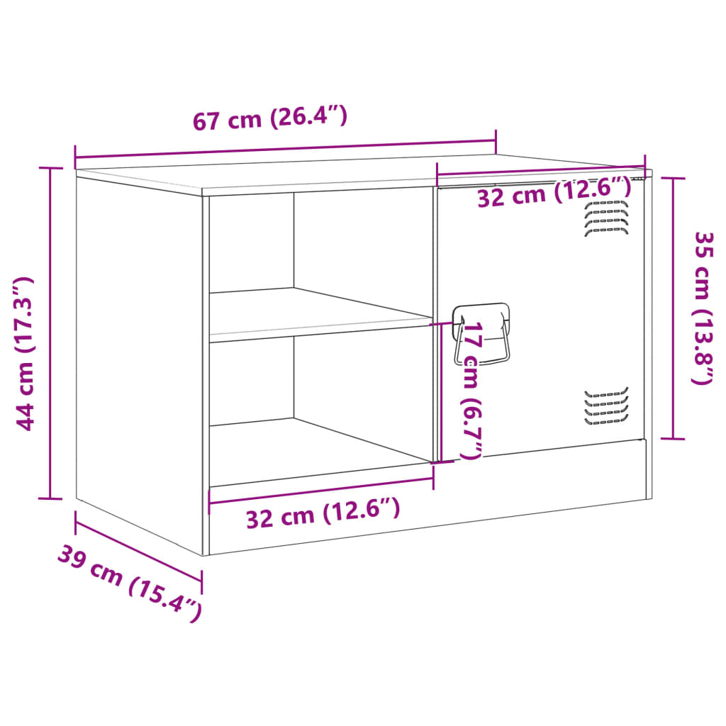 vidaXL Meuble TV rose 67x39x44 cm acier